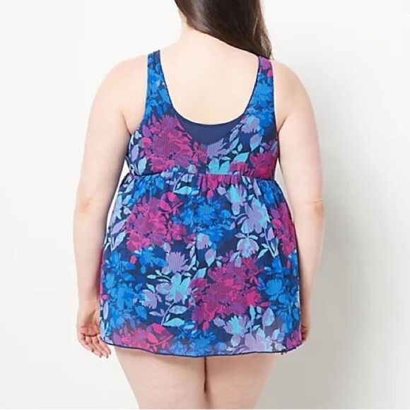 Denim & Co. Beach V-Neck Surplice Layered Swim Dress - Picture 2 of 7